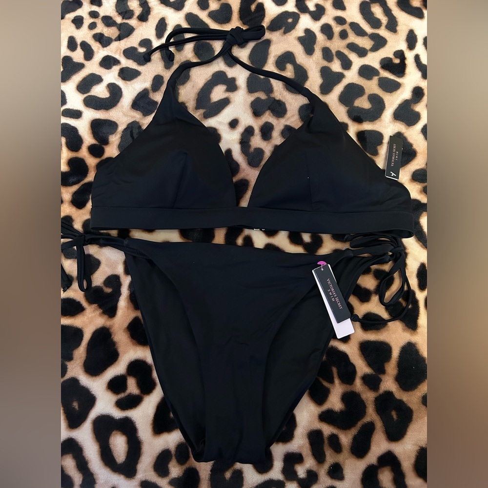 VS swim triangle halter top with cheeky bottoms black bikini